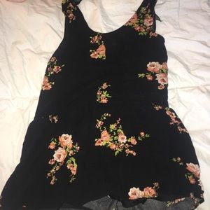 Black flower romper